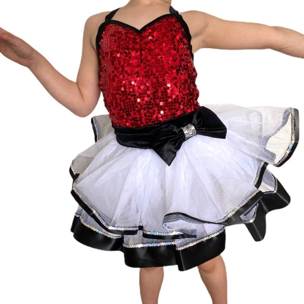 Weissman Dance costume flower girl dress red white